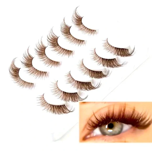 6 Pairs of European Caramel Brown False Eyelashes - Picture 3 of 4